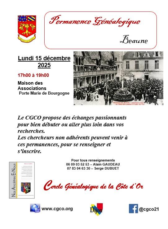 sortie à BEAUNE, Côte d'Or. GÉNÉALOGIE BEAUNE – PERMANENCE Sortir à BEAUNE(Côte d'Or). BEAUNE.