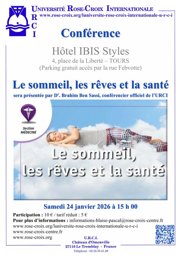 sortie à TOURS, Indre et Loire. CONFÉRENCE : LE SOMMEIL, LES RÊVES ET LA SANTÉ Sortir à TOURS(Indre et Loire). TOURS.