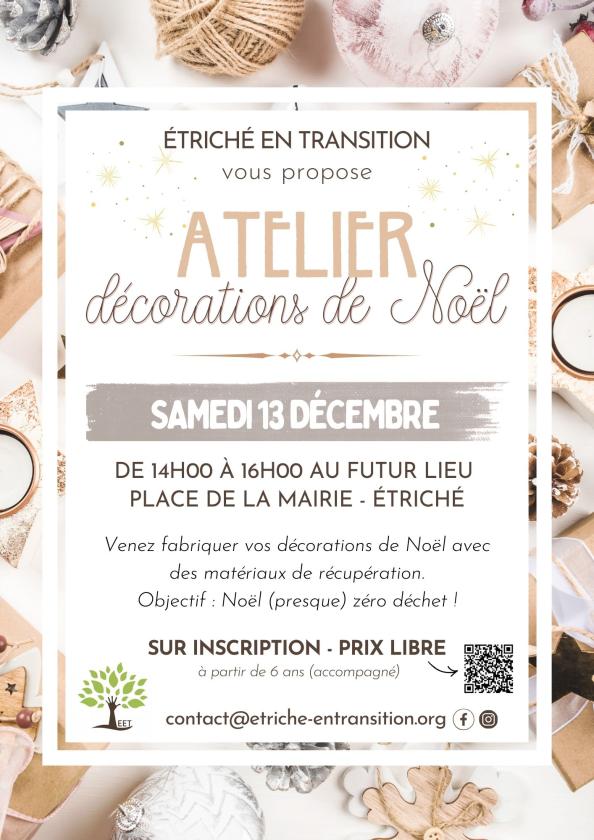sortie à ETRICHE, Maine et Loire. ATELIER DÉCORATIONS DE NOËL Sortir à ETRICHE(Maine et Loire). ETRICHE.