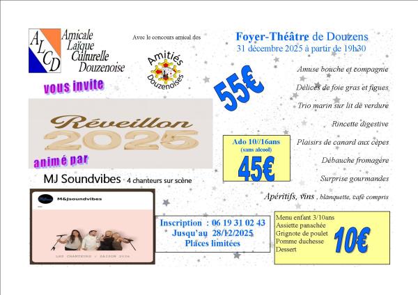 sortie à DOUZENS, Aude. RÉVEILLON DE LA SAINT SYLVESTRE Sortir à DOUZENS(Aude). DOUZENS.