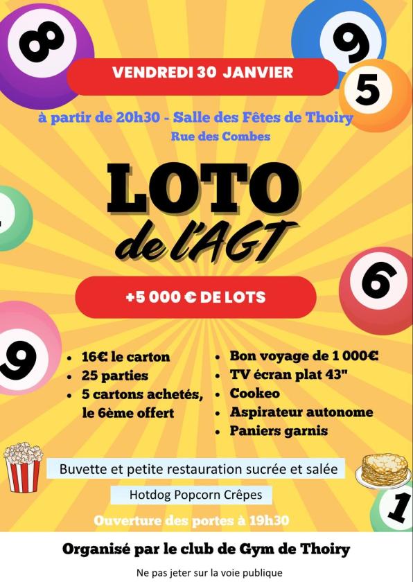 sortie à THOIRY, Ain. LOTO DE L'AGT AVENIR GESSIEN GYMNASTIQUE DE THOIRY Sortir à THOIRY(Ain). THOIRY.