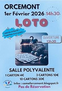 sortie à ORCEMONT, Yvelines. GRAND LOTO Sortir à ORCEMONT(Yvelines). ORCEMONT.