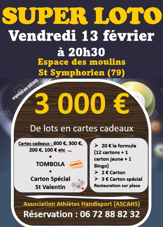 sortie à ST SYMPHORIEN, Deux Sèvres. SUPER LOTO Sortir à ST SYMPHORIEN(Deux Sèvres). ST SYMPHORIEN.