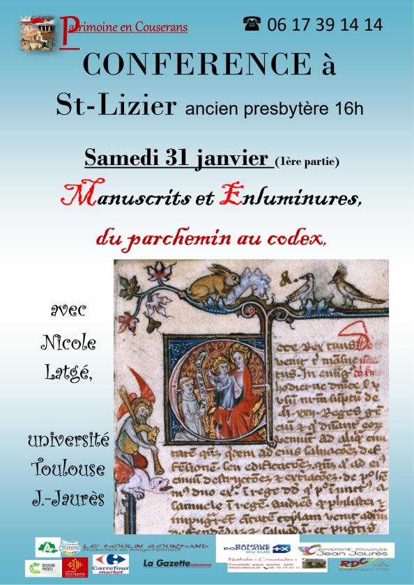 sortie à ST LIZIER, Ariège. CONFÉRENCE: MANUSCRITS ET ENLUMINURES Sortir à ST LIZIER(Ariège). ST LIZIER.