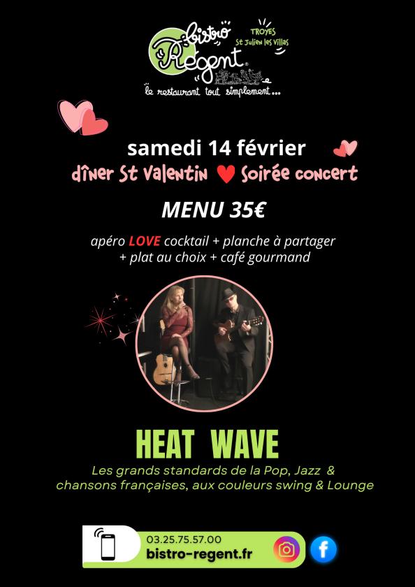 sortie à ST JULIEN LES VILLAS, Aube. ST VALENTIN-SOIRÉE CONCERT HEAT WAVE Sortir à ST JULIEN LES VILLAS(Aube). ST JULIEN LES VILLAS.