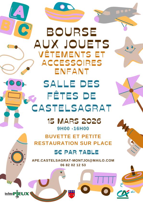 sortie à CASTELSAGRAT, Tarn et Garonne. BOURSE AUX JOUETS, VÊTEMENTS ET ACCESSOIRES ENFANT Sortir à CASTELSAGRAT(Tarn et Garonne). CASTELSAGRAT.