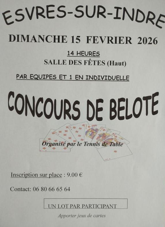 sortie à ESVRES, Indre et Loire. CONCOURS DE BELOTE Sortir à ESVRES(Indre et Loire). ESVRES.