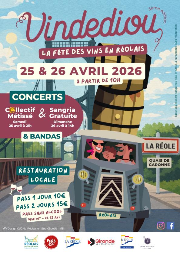 sortie à LA REOLE, Gironde. VINDEDIOU 2026 Sortir à LA REOLE(Gironde). LA REOLE.