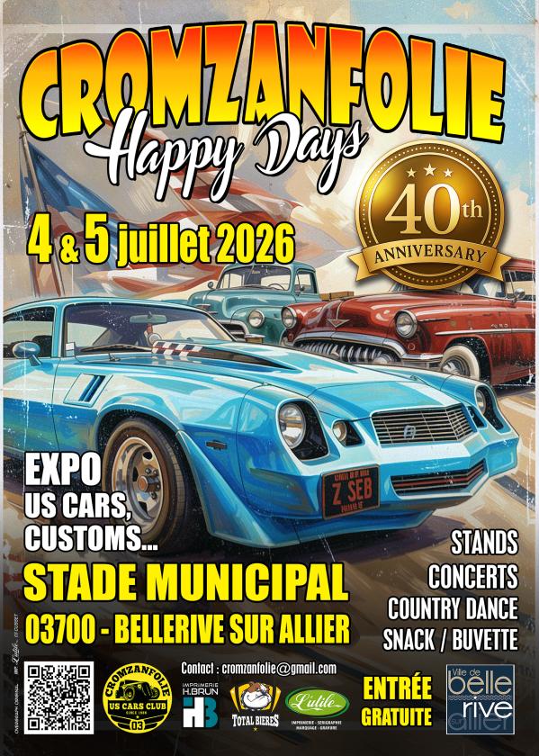 sortie à BELLERIVE SUR ALLIER, Allier. CROMZANFOLIE HAPPY DAYS 2026 Sortir à BELLERIVE SUR ALLIER(Allier). BELLERIVE SUR ALLIER.