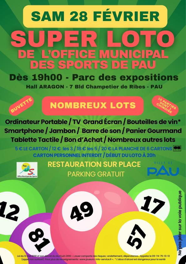 sortie à PAU, Pyrénées Atlantiques. SUPER LOTO Sortir à PAU(Pyrénées Atlantiques). PAU.