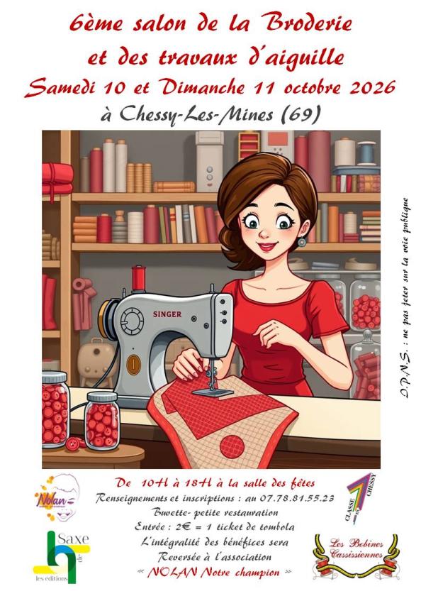 sortie à CHESSY, Rhône. 6ÈME SALON DE LA BRODERIE & DES TRAVAUX D'AIGUILLE Sortir à CHESSY(Rhône). CHESSY.