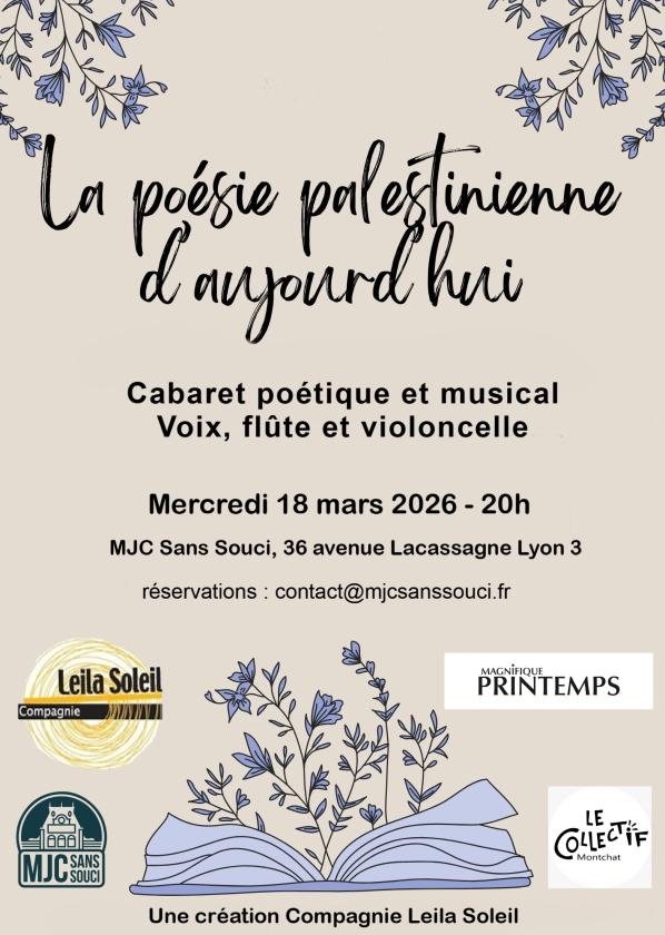 sortie à LYON, Rhône. LA POÉSIE PALESTINIENNE D'AUJOURD'HUI Sortir à LYON(Rhône). LYON.