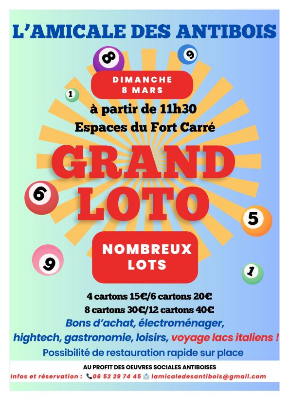 sortie à ANTIBES, Alpes Maritimes. LOTO DE L'AMICALE DES ANTIBOIS Sortir à ANTIBES(Alpes Maritimes). ANTIBES.