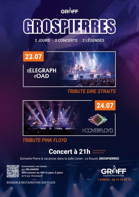 sortie à GROSPIERRES, Ardèche. 2 JOURS - 2 CONCERTS - 2 LÉGENDES Sortir à GROSPIERRES(Ardèche). GROSPIERRES.
