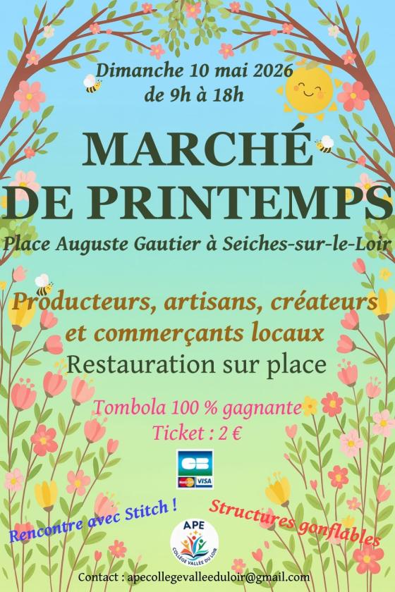 sortie à SEICHES SUR LE LOIR, Maine et Loire. MARCHÉ DE PRINTEMPS Sortir à SEICHES SUR LE LOIR(Maine et Loire). SEICHES SUR LE LOIR.