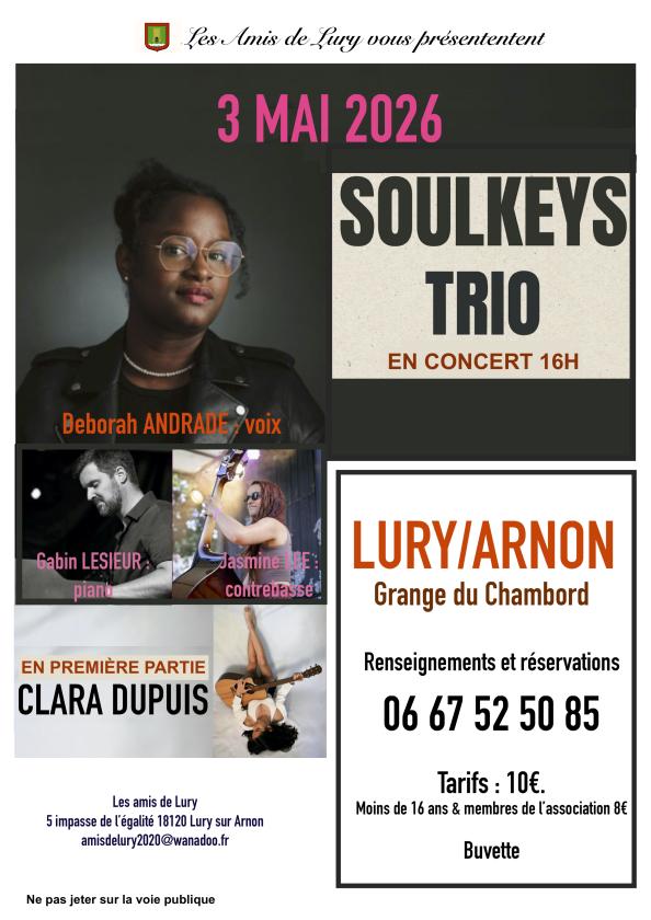 sortie à LURY SUR ARNON, Cher. CONCERT SOULKEYS TRIO Sortir à LURY SUR ARNON(Cher). LURY SUR ARNON.