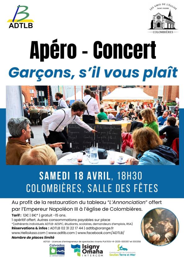 sortie à COLOMBIERES, Calvados. APÉRO-CONCERT AVEC LE TRIO GARÇONS S’IL VOUS PLAIT Sortir à COLOMBIERES(Calvados). COLOMBIERES.