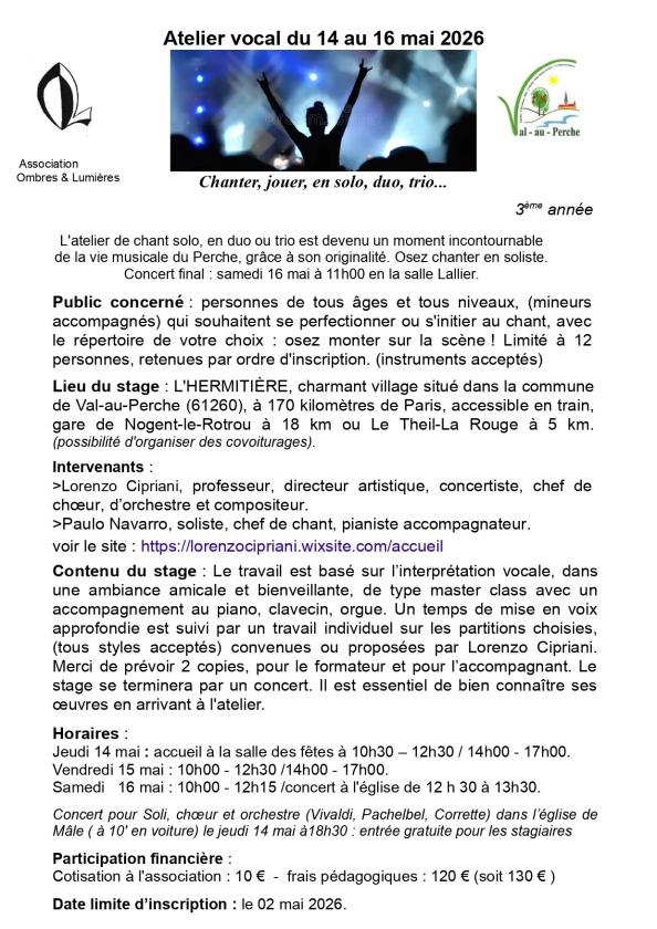 sortie à L HERMITIERE, Orne. ATELIER VOCAL : CHANTER EN SOLO, DUO, ... Sortir à L HERMITIERE(Orne). L HERMITIERE.