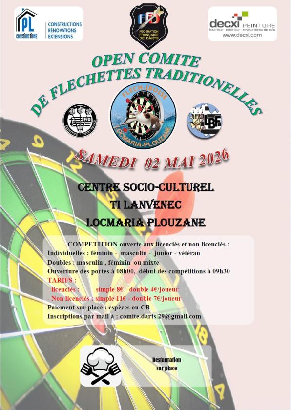 sortie à LOCMARIA PLOUZANE, Finistère. OPEN DE FLÉCHETTES Sortir à LOCMARIA PLOUZANE(Finistère). LOCMARIA PLOUZANE.