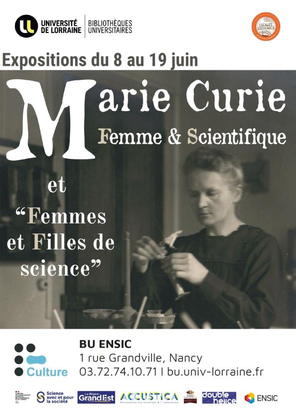 sortie à NANCY, Meurthe et Moselle. EXPOSITION « MARIE CURIE, FEMME ET SCIENTIFIQUE » Sortir à NANCY(Meurthe et Moselle). NANCY.