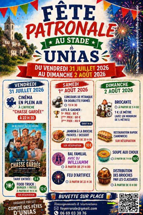 sortie à UNIAS, Loire. FÊTE PATRONALE Sortir à UNIAS(Loire). UNIAS.