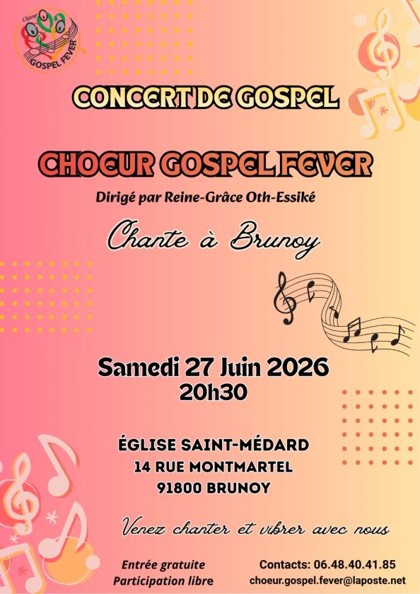 sortie à BRUNOY, Essonne. CONCERT GOSPEL FEVER Sortir à BRUNOY(Essonne). BRUNOY.