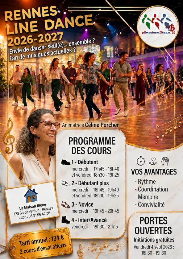 sortie à RENNES, Ille et Vilaine. SÉANCE D'INITIATION GRATUITE À LA LINE DANCE Sortir à RENNES(Ille et Vilaine). RENNES.