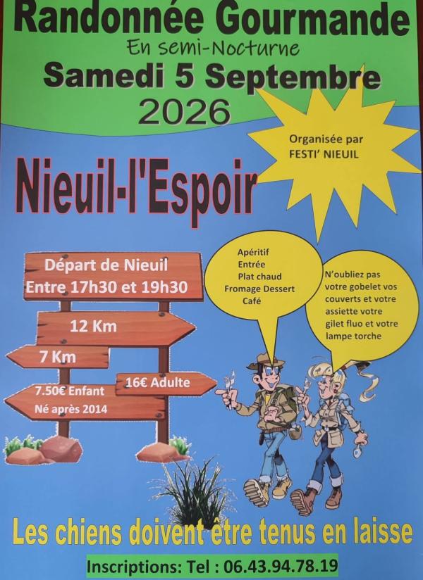 sortie à NIEUIL L ESPOIR, Vienne. RANDONNÉE GOURMANDE SEMI NOCTURNE Sortir à NIEUIL L ESPOIR(Vienne). NIEUIL L ESPOIR.