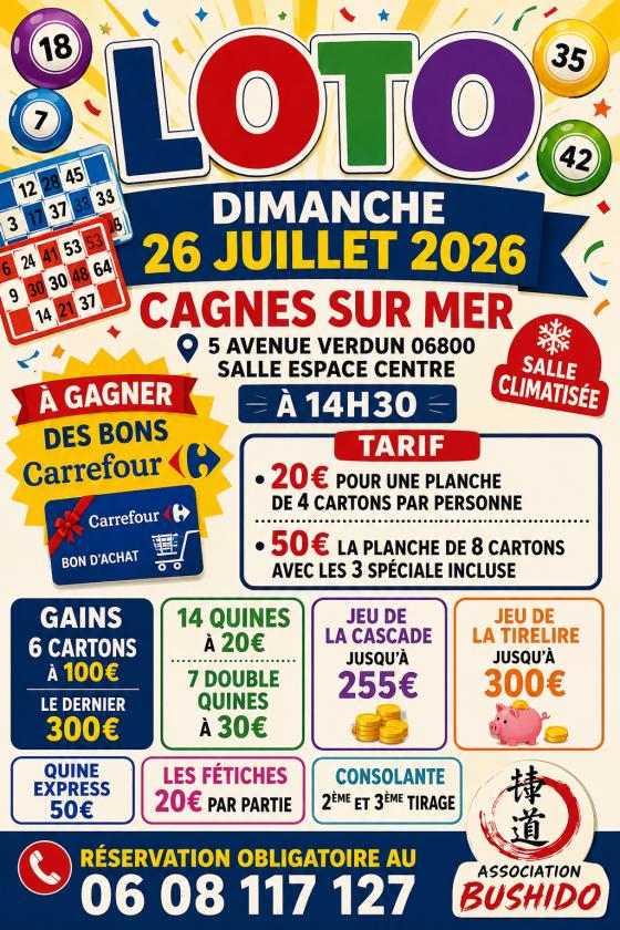 sortie à CAGNES SUR MER, Alpes Maritimes. GROS LOTO À L'ESPACE CENTRE À CAGNES SUR MER Sortir à CAGNES SUR MER(Alpes Maritimes). CAGNES SUR MER.