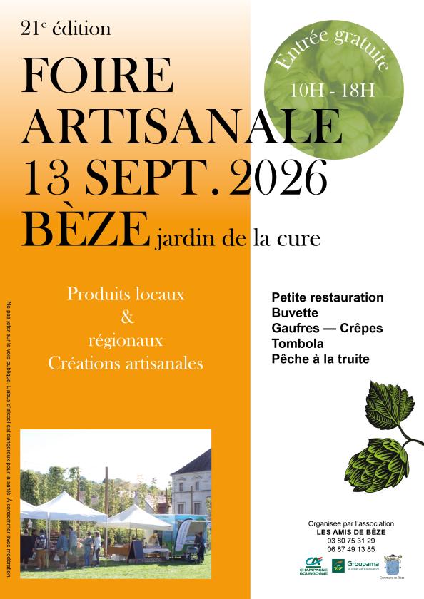 sortie à BEZE, Côte d'Or. 21 ÉME FOIRE ARTISANALE DE BÈZE Sortir à BEZE(Côte d'Or). BEZE.