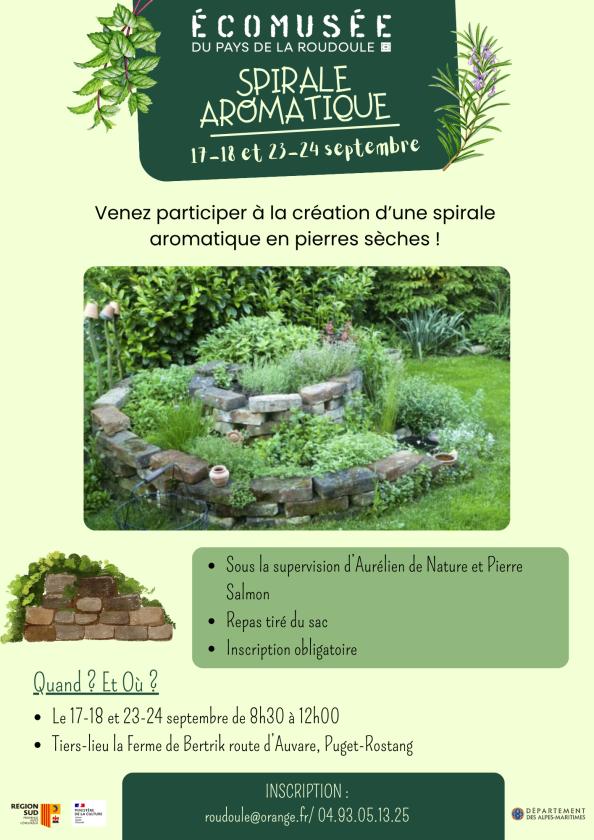 sortie à PUGET ROSTANG, Alpes Maritimes. CRÉATION SPIRALE AROMATIQUE EN PIERRES SÈCHES Sortir à PUGET ROSTANG(Alpes Maritimes). PUGET ROSTANG.