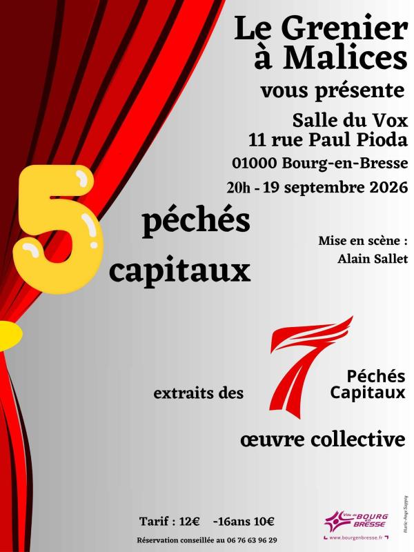 sortie à BOURG EN BRESSE, Ain. 5 PÉCHÉS CAPITAUX Sortir à BOURG EN BRESSE(Ain). BOURG EN BRESSE.