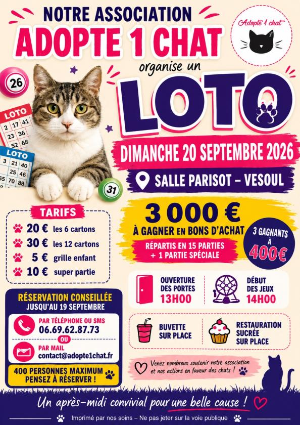 sortie à VESOUL, Haute Saône. LOTO CARITATIF Sortir à VESOUL(Haute Saône). VESOUL.