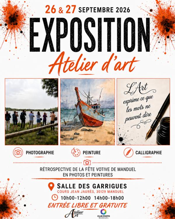 sortie à MANDUEL, Gard. EXPOSITION ATELIER D’ART & CLUB PHOTO DE MANDUEL Sortir à MANDUEL(Gard). MANDUEL.