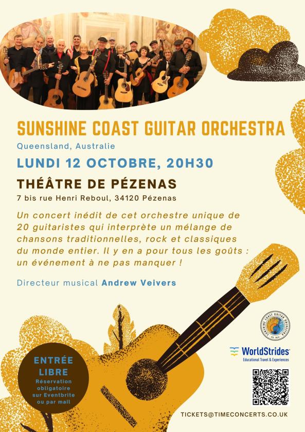 sortie à PEZENAS, Hérault. CONCERT D'ORCHESTRE DE GUITARES À PÉZENAS Sortir à PEZENAS(Hérault). PEZENAS.