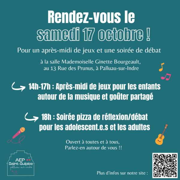 sortie à PALLUAU SUR INDRE, Indre. APRÈS-MIDI DE JEUX ET SOIRÉE DE DÉBAT Sortir à PALLUAU SUR INDRE(Indre). PALLUAU SUR INDRE.