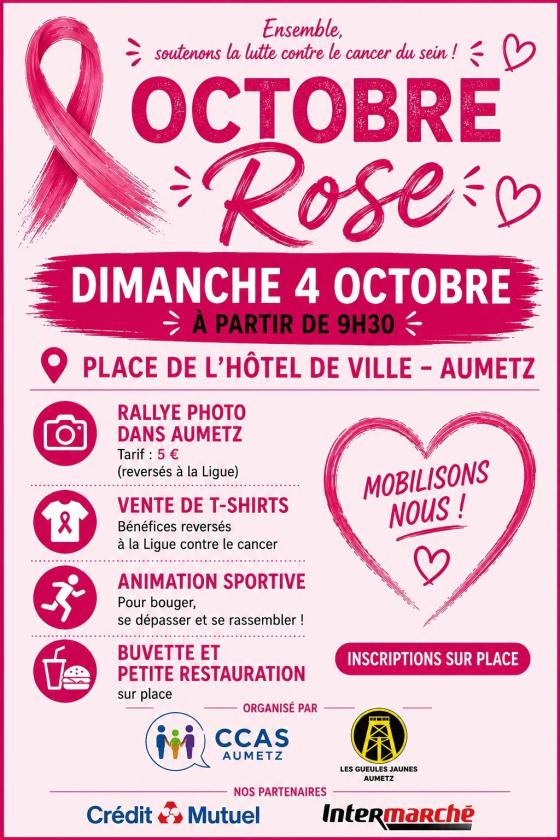 sortie à AUMETZ, Moselle. OCTOBRE ROSE AUMETZ 2026 Sortir à AUMETZ(Moselle). AUMETZ.
