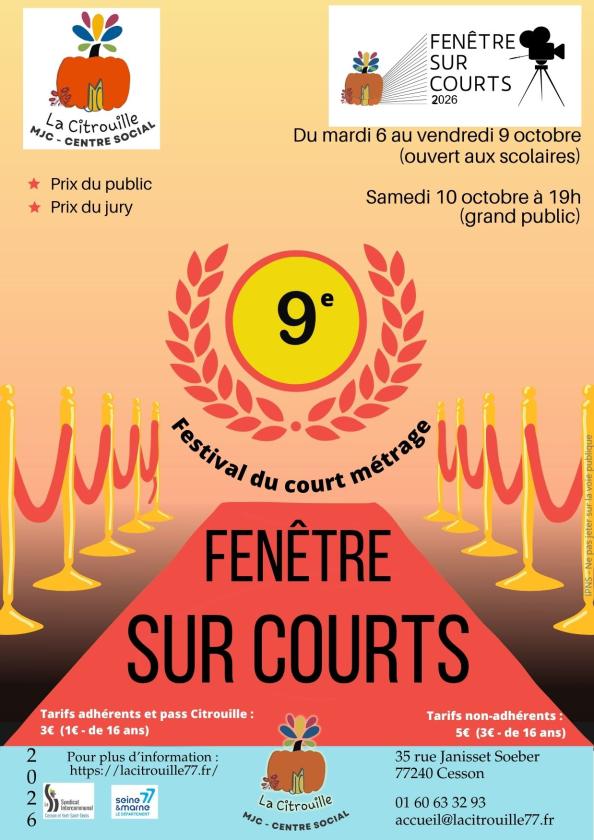 sortie à CESSON, Seine et Marne. FESTIVAL DE COURTS MÉTRAGES « FENÊTRE SUR COURTS » Sortir à CESSON(Seine et Marne). CESSON.