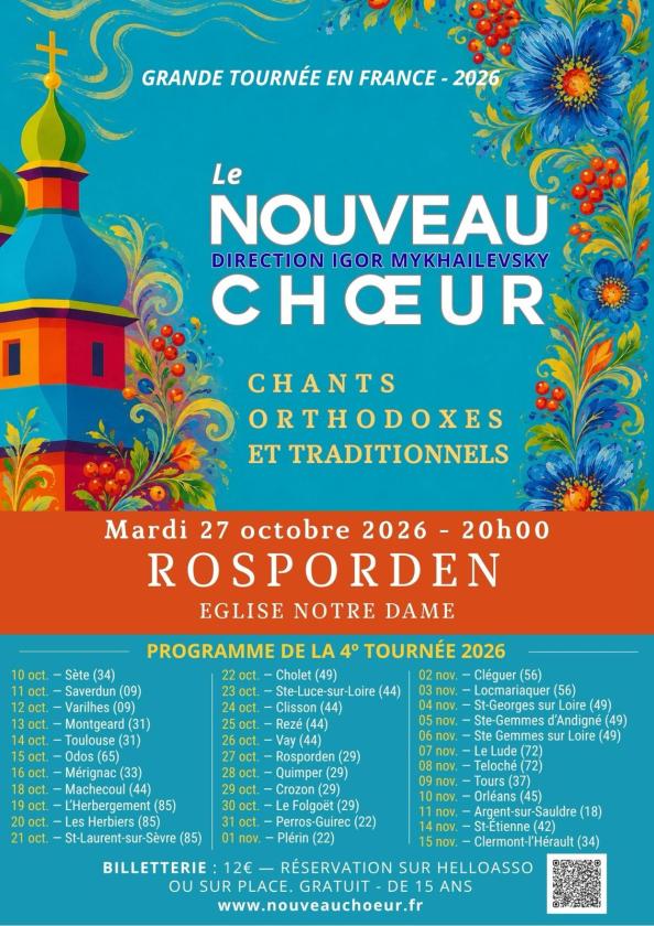 sortie à ROSPORDEN, Finistère. CONCERT LE NOUVEAU CHOEUR Sortir à ROSPORDEN(Finistère). ROSPORDEN.