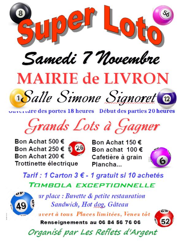 sortie à LIVRON SUR DROME, Drôme. GRAND LOTO D'AUTOMNE Sortir à LIVRON SUR DROME(Drôme). LIVRON SUR DROME.