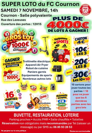 sortie à COURNON D AUVERGNE, Puy de Dôme. SUPER LOTO DU FC COURNON Sortir à COURNON D AUVERGNE(Puy de Dôme). COURNON D AUVERGNE.